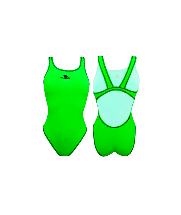 Bañador Mujer Turbo TA Confort Verde fluor doble capa tira ancha